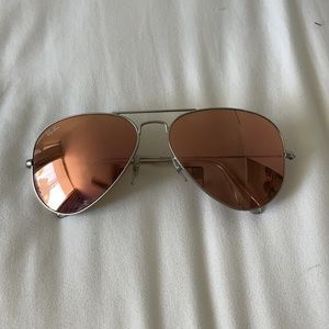 Authentic pink aviator reflective Ray Bans